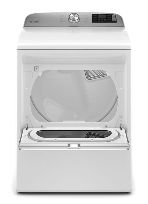 Maytag MED6230RHW- 7.4 cu. ft. 240-Volt Smart Capable White Electric Vented Dryer with Hamper Door and Steam, ENERGY STAR 4