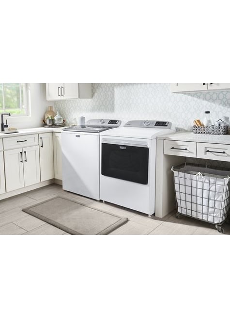 Maytag MED6230RHW- 7.4 cu. ft. 240-Volt Smart Capable White Electric Vented Dryer with Hamper Door and Steam, ENERGY STAR 5