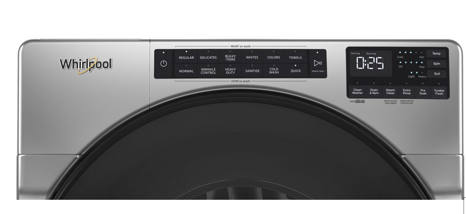 Whirlpool WFW5605MC- 4.5 cu. ft. Front Load Washer with Steam, Quick Wash Cycle and Vibration Control Technology in Chrome Shadow 3