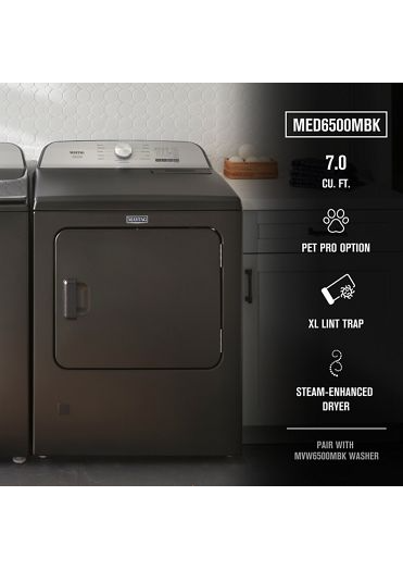 Maytag MED6500MBK- 7.0 cu. ft. Vented Pet Pro Electric Dryer in Volcano Black 4